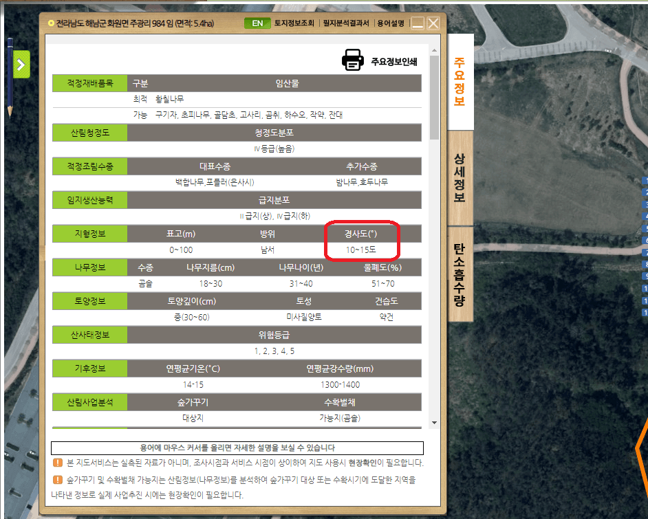 임야의 경사도 확인 방법과 주변 시세 파악 방법 5 경사도 확인